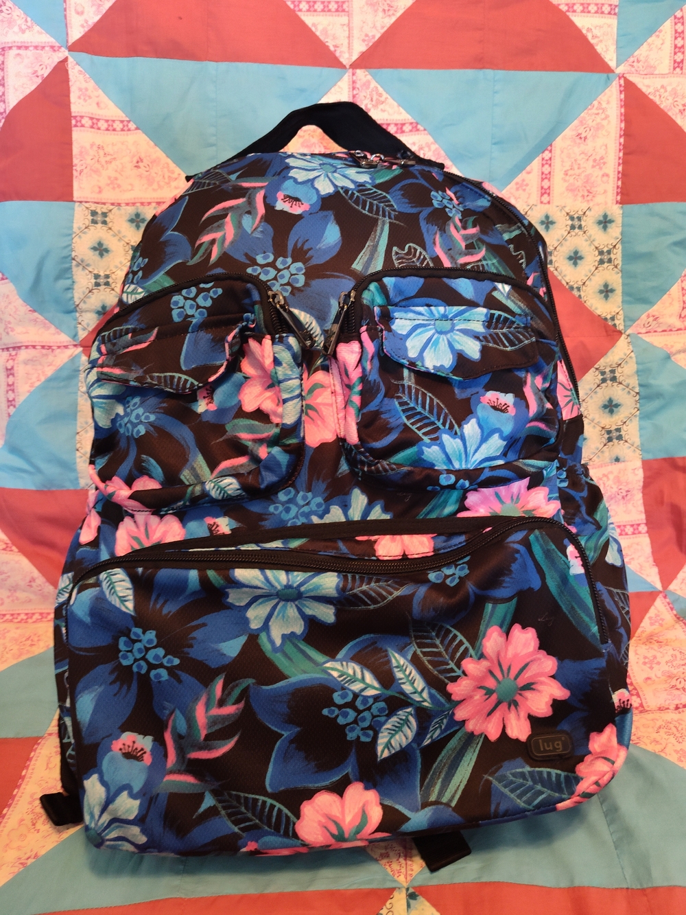 lug Floral Backpack in Blue & Pink